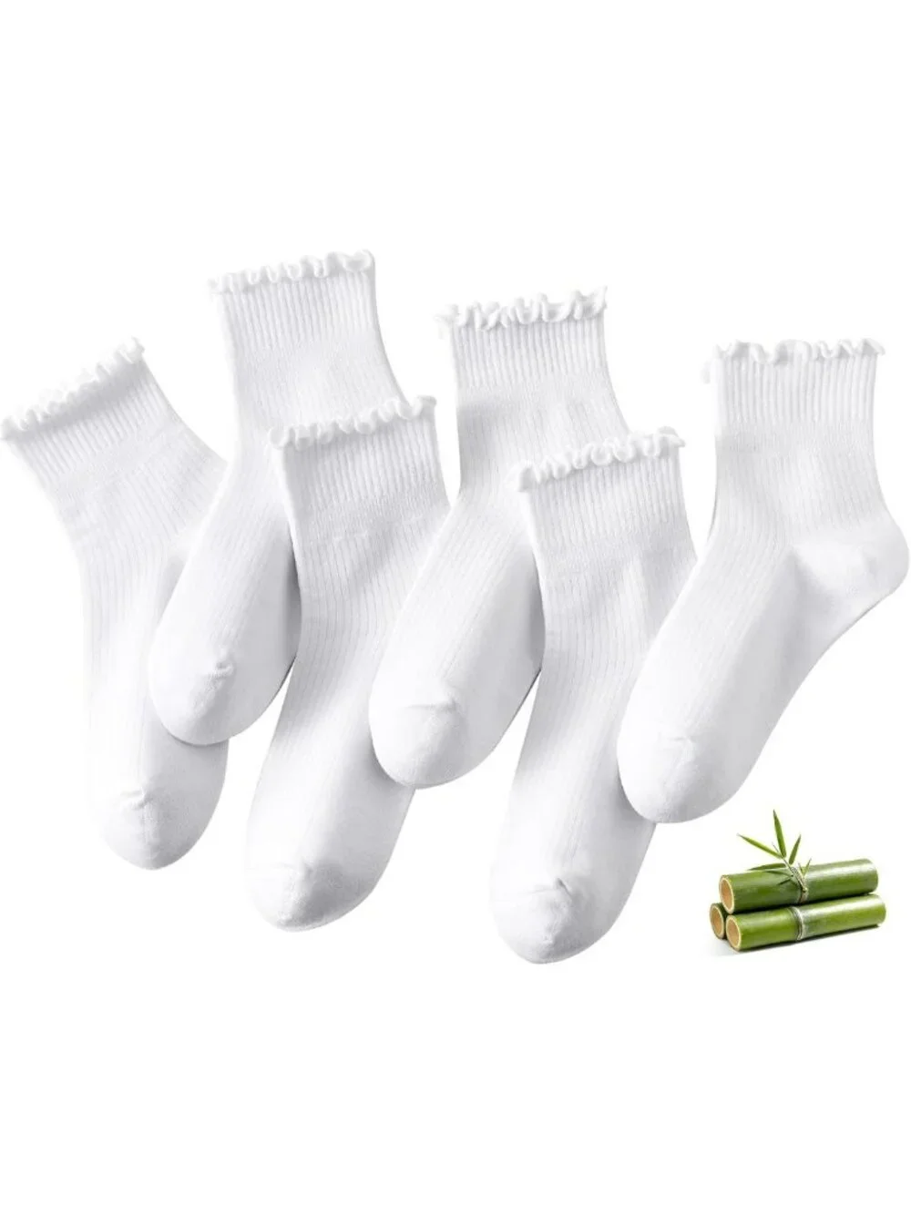 Soft Bamboo Ruffle Ankle Socks | Breathable Lettuce Edge Crew & Frilly Quarter